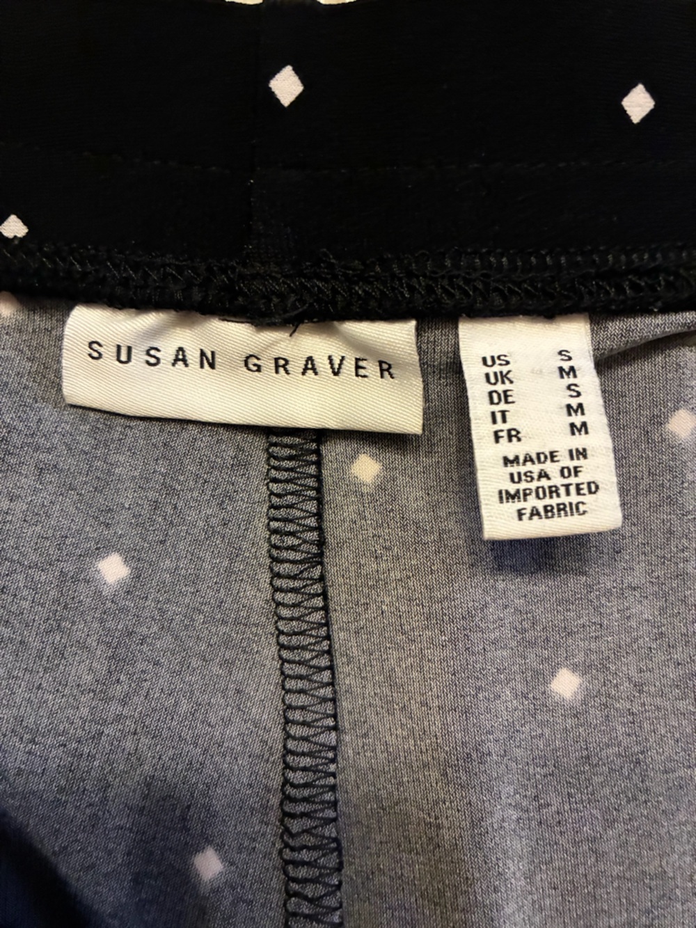 Susan Graver Black and White Floral Diamond  Dot Print  Wide Leg Boho Crop Pants - Picture 2 of 8